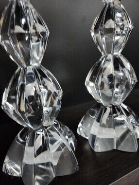 MIKASA Lead Crystal Candle Holder Tall 10 Inches Set Of 2